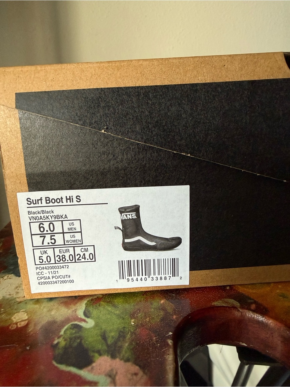 Vans Black Surf Boot Hi Split Toe 3mm New in Box